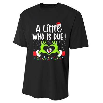 A Little Who Is Due Funny Christmas Pregnancy Announcement Performance Sprint T-Shirt