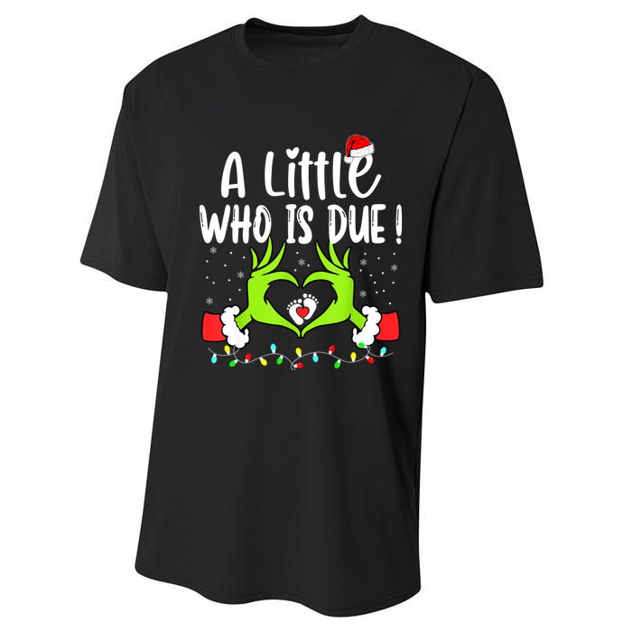 A Little Who Is Due Funny Christmas Pregnancy Announcement Performance Sprint T-Shirt