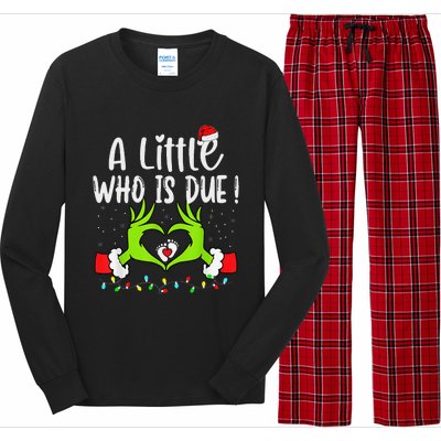 A Little Who Is Due Funny Christmas Pregnancy Announcement Long Sleeve Pajama Set