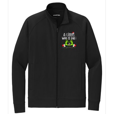 A Little Who Is Due Funny Christmas Pregnancy Announcement Stretch Full-Zip Cadet Jacket