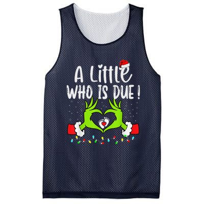 A Little Who Is Due Funny Christmas Pregnancy Announcement Mesh Reversible Basketball Jersey Tank