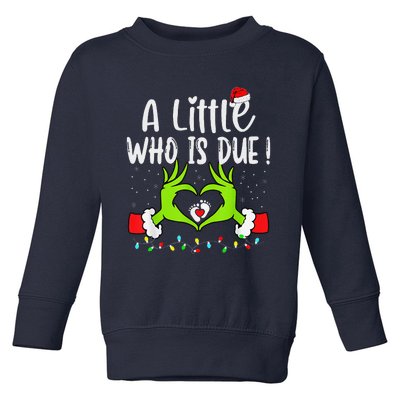 A Little Who Is Due Funny Christmas Pregnancy Announcement Toddler Sweatshirt