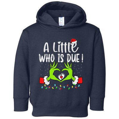 A Little Who Is Due Funny Christmas Pregnancy Announcement Toddler Hoodie