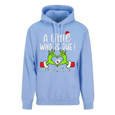 A Little Who Is Due Funny Christmas Pregnancy Announcement Unisex Surf Hoodie