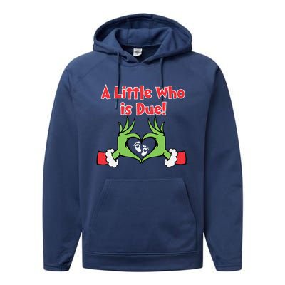 A Little Who Is Baby Due Announcement Pregnancy Nursing Xmas Performance Fleece Hoodie