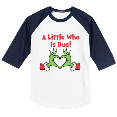 A Little Who Is Baby Due Announcement Pregnancy Nursing Xmas Baseball Sleeve Shirt