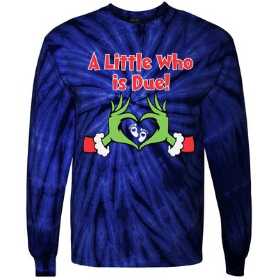 A Little Who Is Baby Due Announcement Pregnancy Nursing Xmas Tie-Dye Long Sleeve Shirt