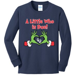 A Little Who Is Baby Due Announcement Pregnancy Nursing Xmas Kids Long Sleeve Shirt