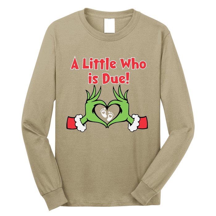 A Little Who Is Baby Due Announcement Pregnancy Nursing Xmas Long Sleeve Shirt