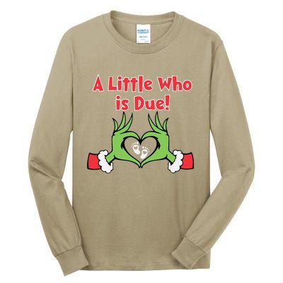 A Little Who Is Baby Due Announcement Pregnancy Nursing Xmas Tall Long Sleeve T-Shirt