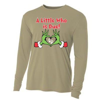 A Little Who Is Baby Due Announcement Pregnancy Nursing Xmas Cooling Performance Long Sleeve Crew