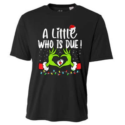 A Little Who Is Due Funny Christmas Pregnancy Announcement Sweatshirt Cooling Performance Crew T-Shirt