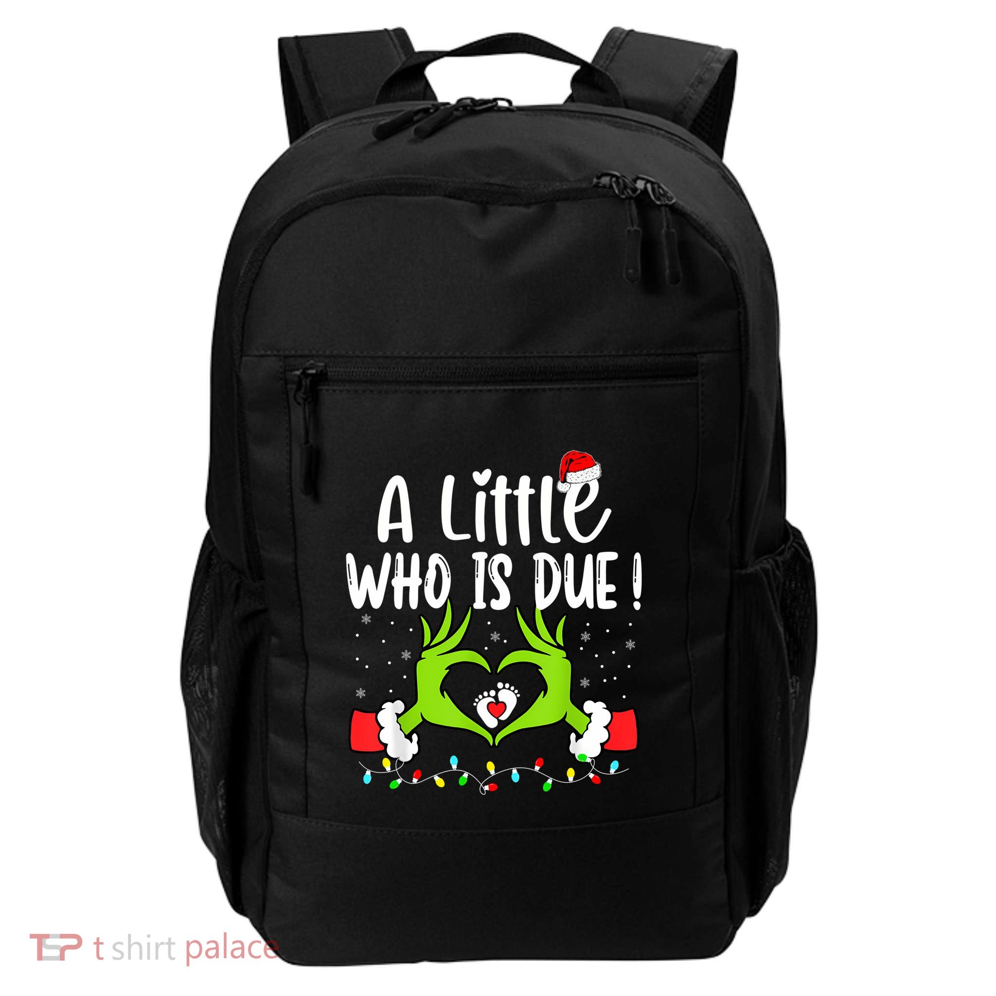 A Little Who Is Due Funny Christmas Pregnancy Announcement Sweatshirt Daily Commute Backpack