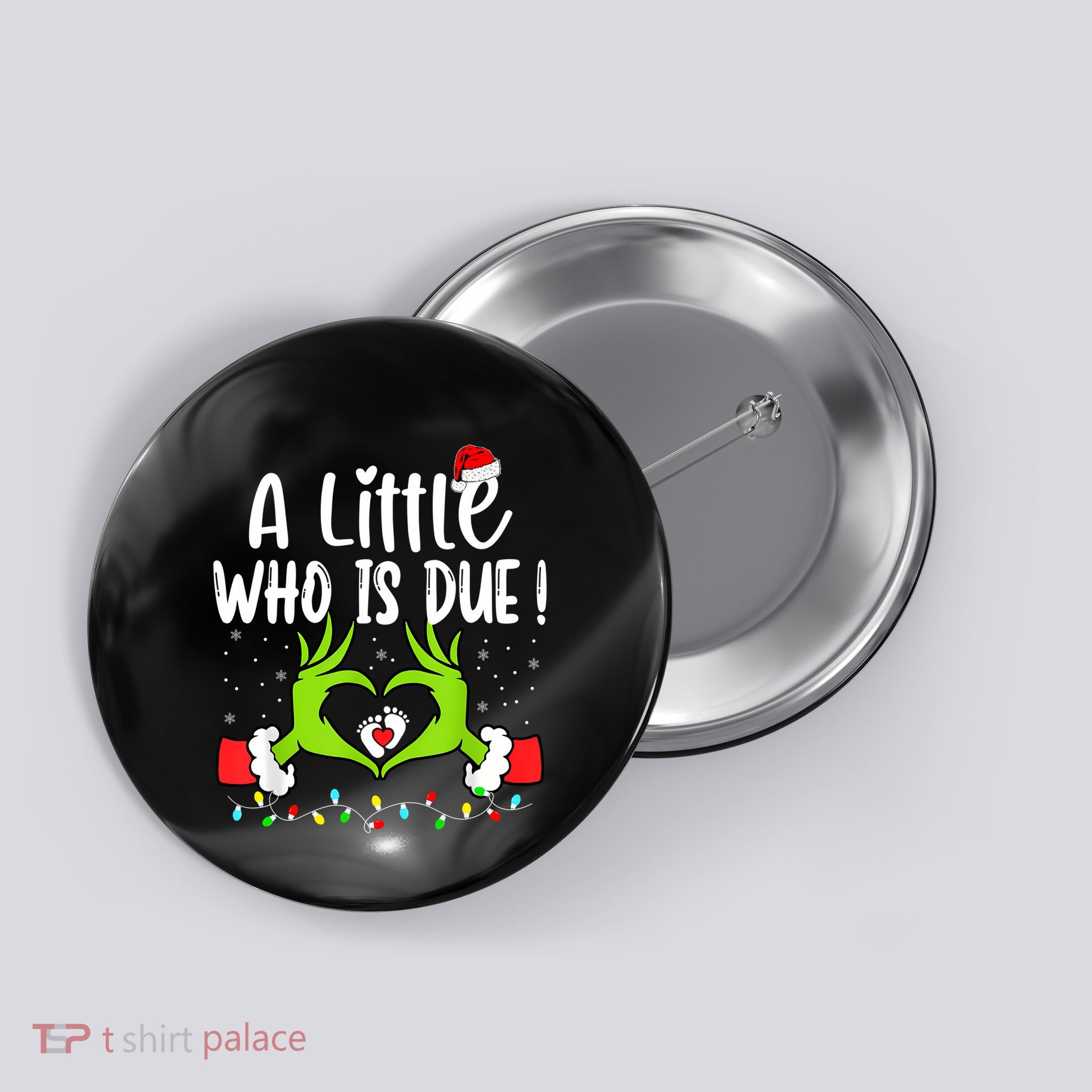 A Little Who Is Due Funny Christmas Pregnancy Announcement Sweatshirt Button