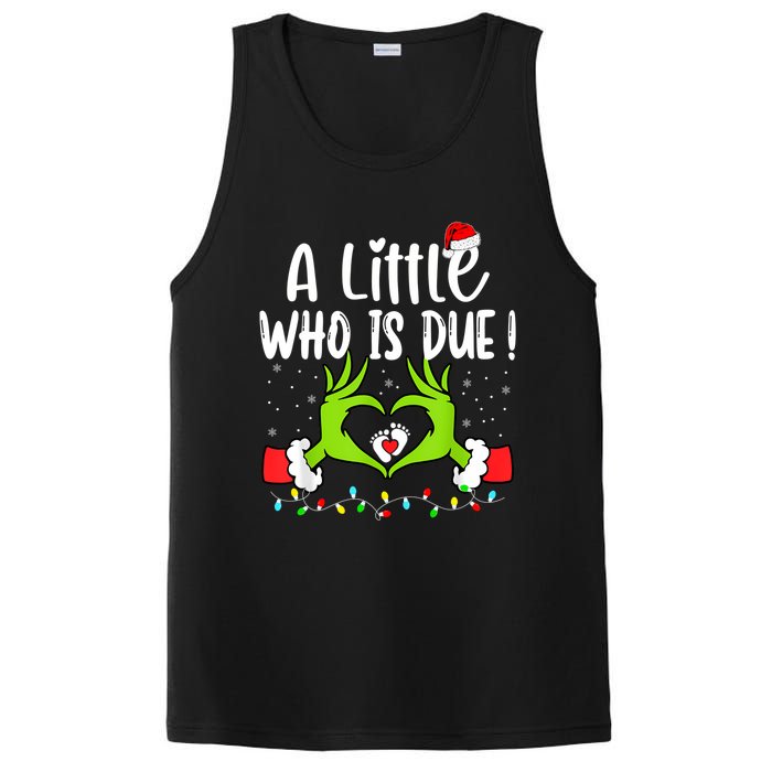 A Little Who Is Due Funny Christmas Pregnancy Announcement Sweatshirt PosiCharge Competitor Tank