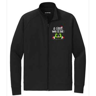 A Little Who Is Due Funny Christmas Pregnancy Announcement Sweatshirt Stretch Full-Zip Cadet Jacket