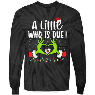 A Little Who Is Due Funny Christmas Pregnancy Announcement Sweatshirt Tie-Dye Long Sleeve Shirt