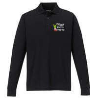 A Little Who Is Due Christmas Pregnancy Couples Matching Performance Long Sleeve Polo