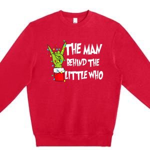 A Little Who Is Due Christmas Pregnancy Couples Matching Premium Crewneck Sweatshirt