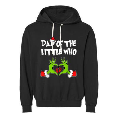 A Little Who Is Due Christmas Pregnancy Couples Matching Garment-Dyed Fleece Hoodie