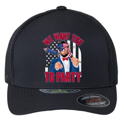 Abraham Lincoln We Want You To Party Flexfit Unipanel Trucker Cap