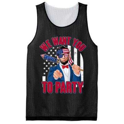 Abraham Lincoln We Want You To Party Mesh Reversible Basketball Jersey Tank