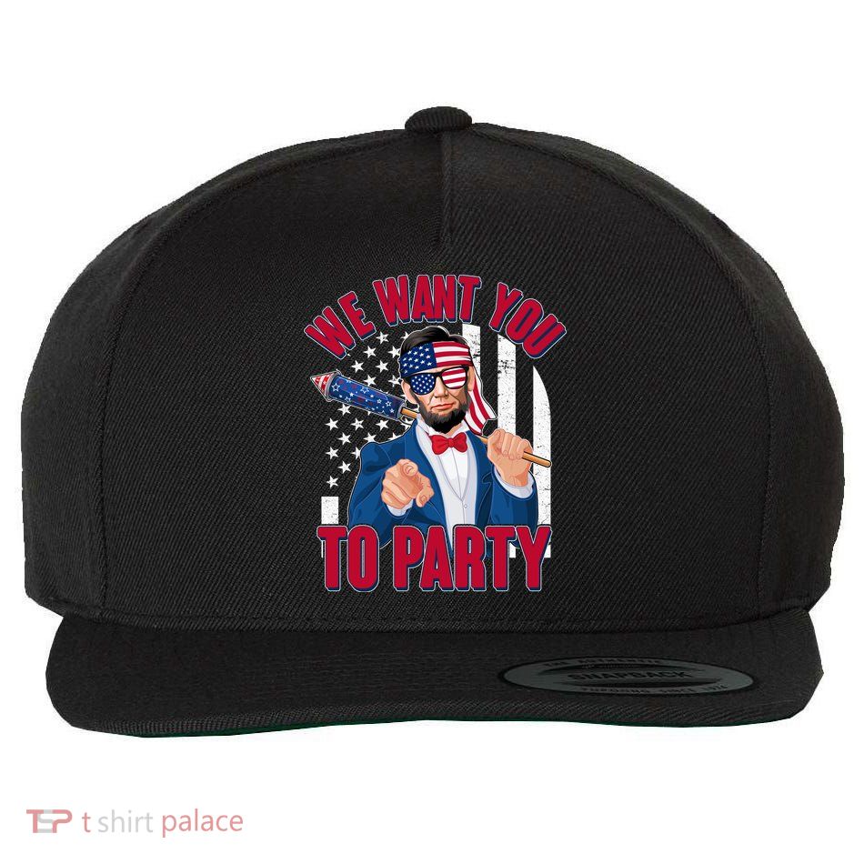 Abraham Lincoln We Want You To Party Wool Snapback Cap