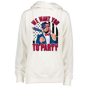 Abraham Lincoln We Want You To Party Womens Funnel Neck Pullover Hood