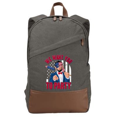 Abraham Lincoln We Want You To Party Cotton Canvas Backpack