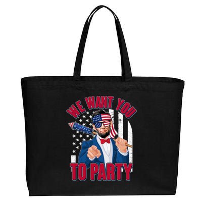 Abraham Lincoln We Want You To Party Cotton Canvas Jumbo Tote