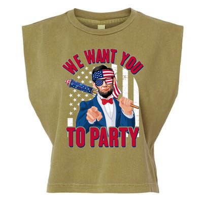 Abraham Lincoln We Want You To Party Garment-Dyed Women's Muscle Tee