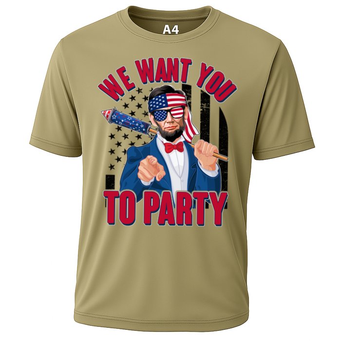 Abraham Lincoln We Want You To Party Cooling Performance Crew T-Shirt