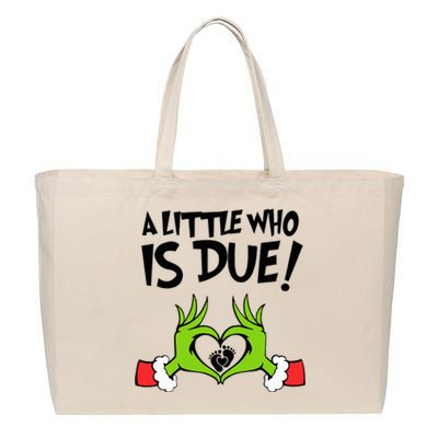 A Little Who Is Due Christmas Pregnancy Cotton Canvas Jumbo Tote