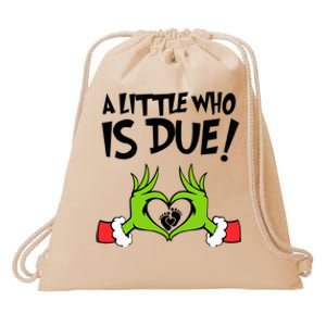 A Little Who Is Due Christmas Pregnancy Drawstring Bag