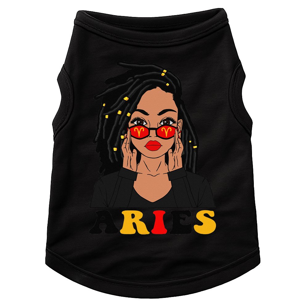 Aries Loc'd Woman Zodiac Signs Birthday Doggie Tank