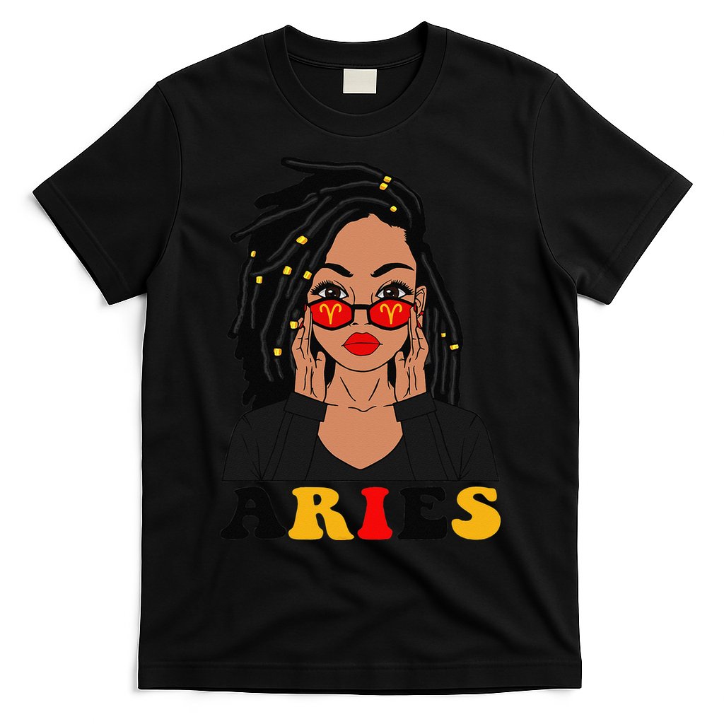 Aries Loc'd Woman Zodiac Signs Birthday T-Shirt