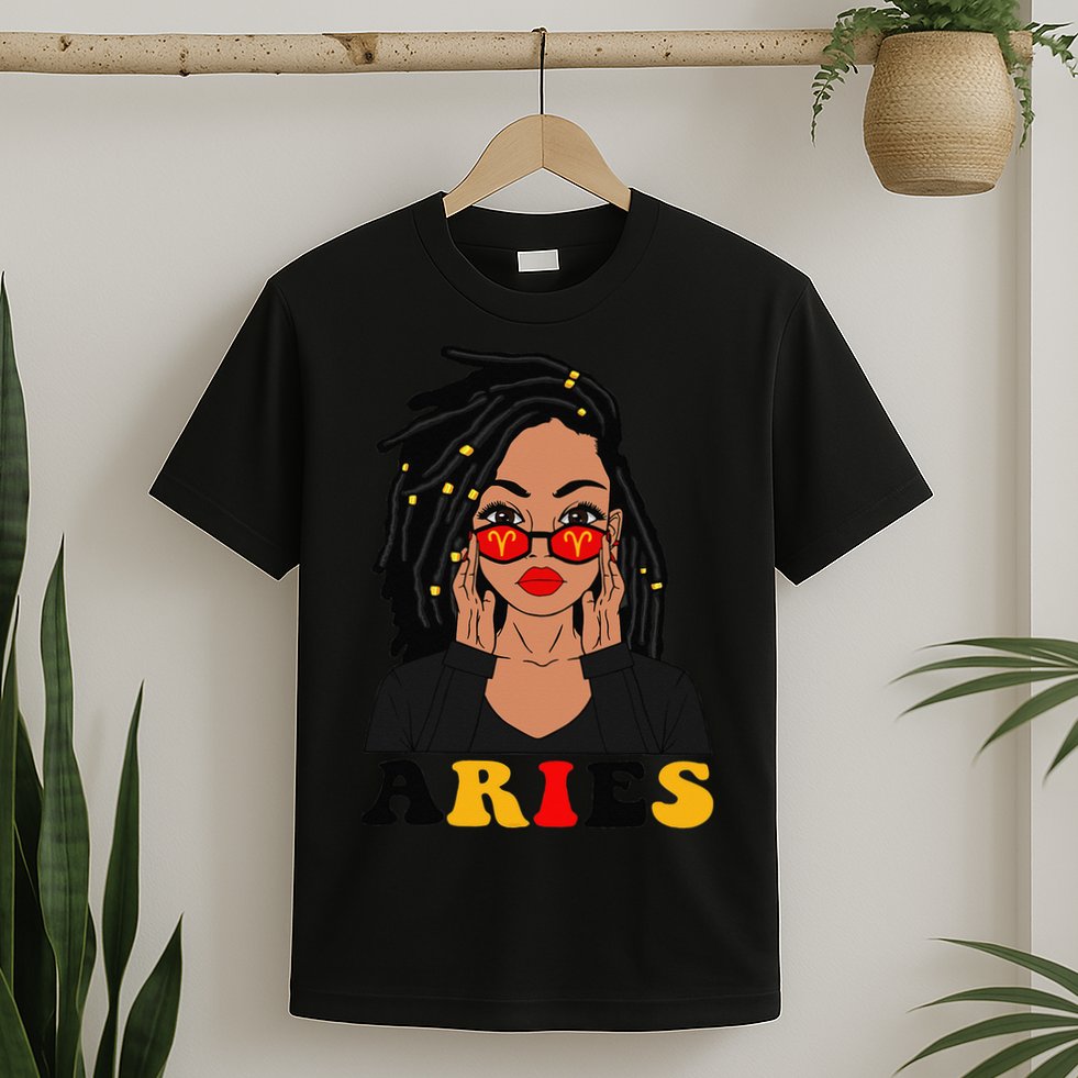 Aries Loc'd Woman Zodiac Signs Birthday T-Shirt