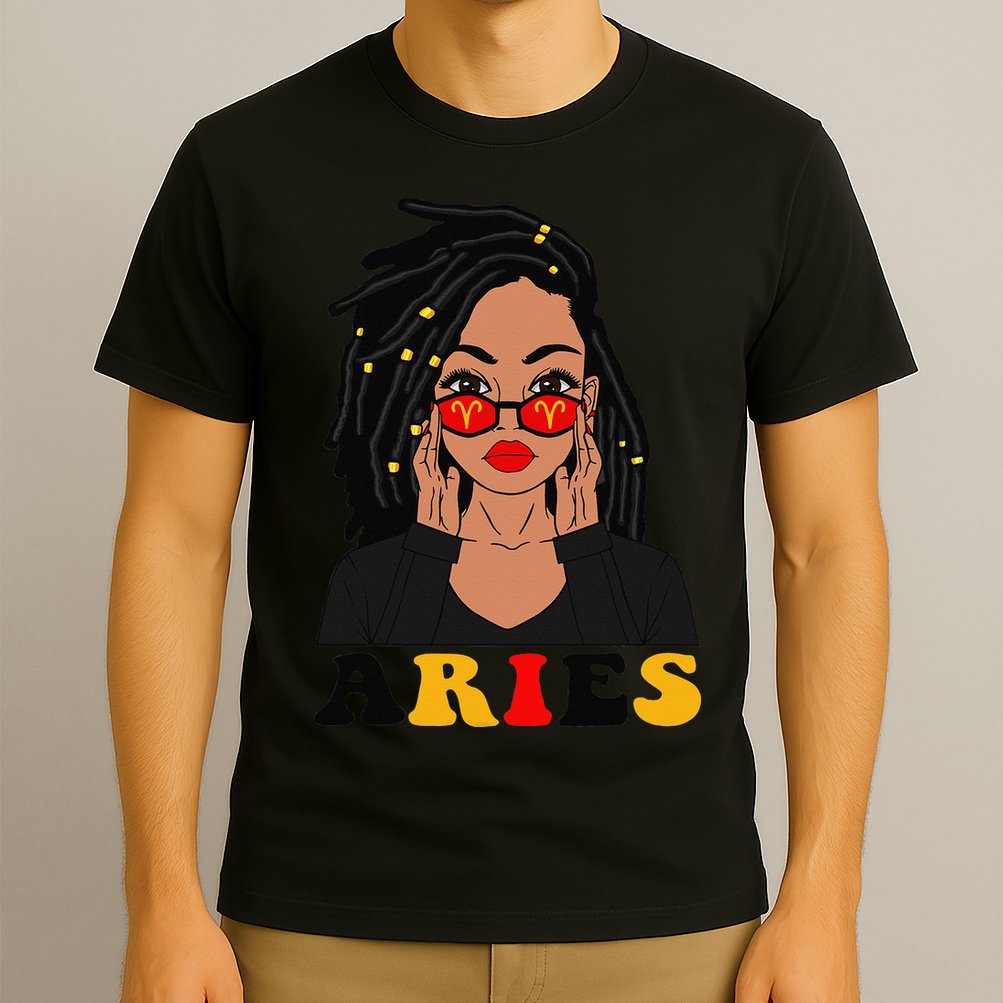 Aries Loc'd Woman Zodiac Signs Birthday T-Shirt