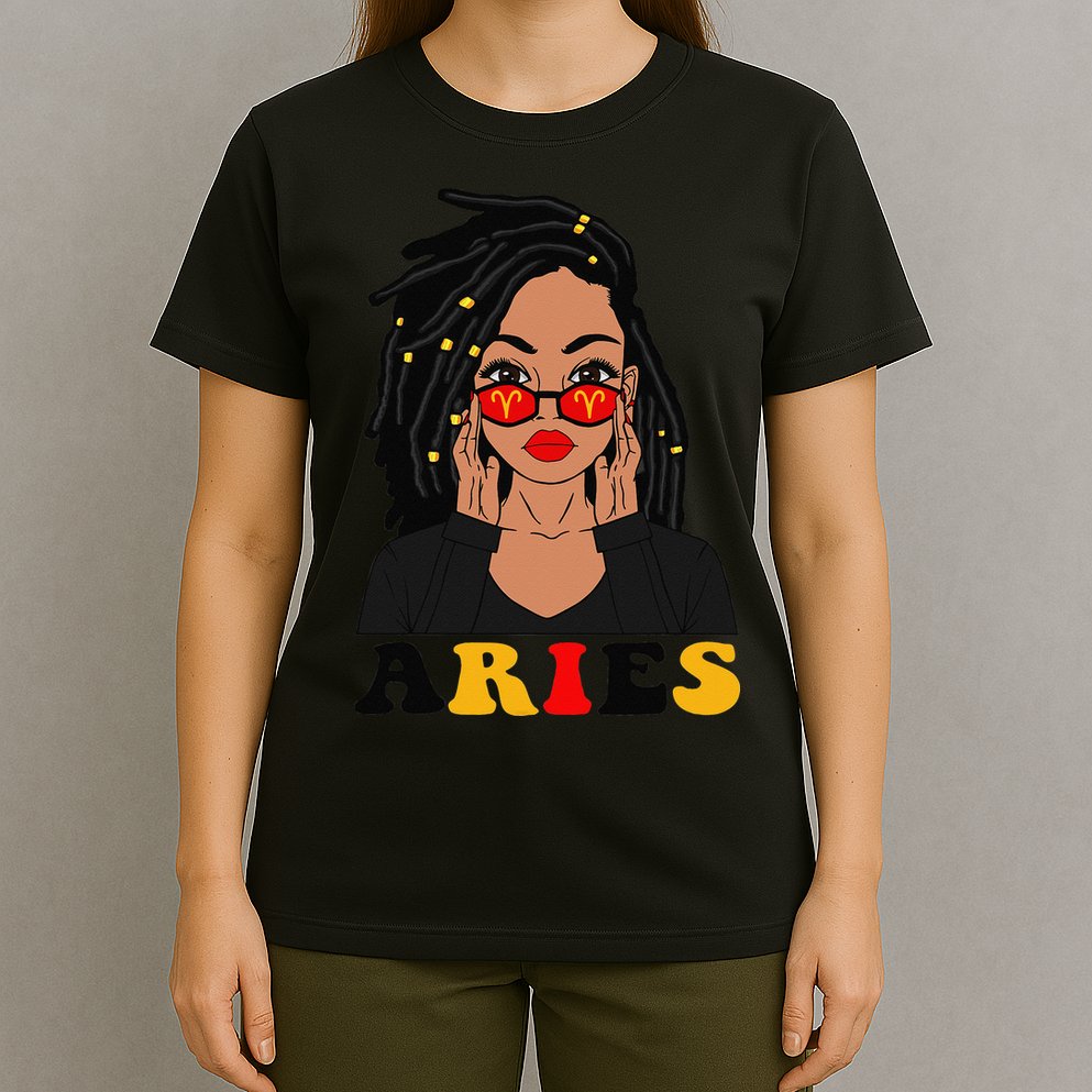Aries Loc'd Woman Zodiac Signs Birthday T-Shirt