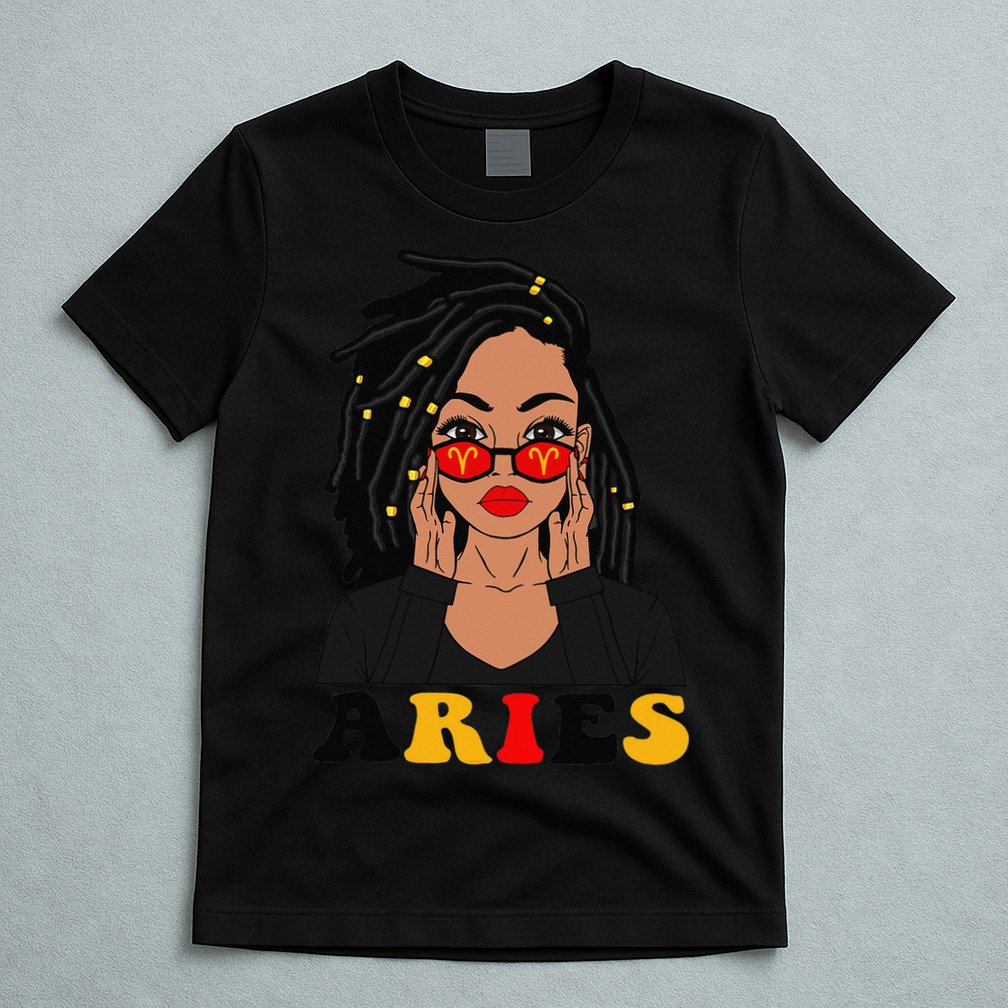 Aries Loc'd Woman Zodiac Signs Birthday T-Shirt