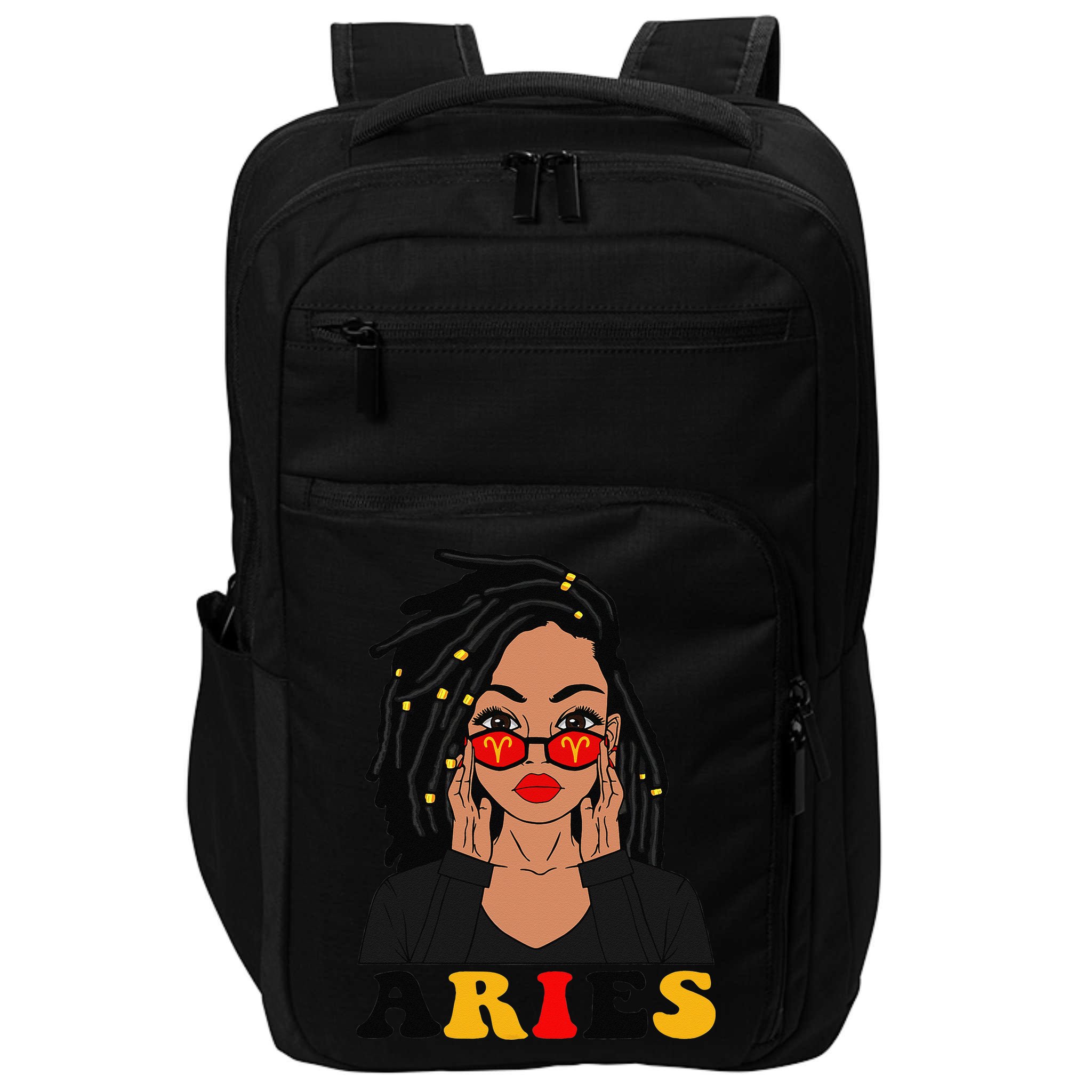 Aries Loc'd Woman Zodiac Signs Birthday Impact Tech Backpack