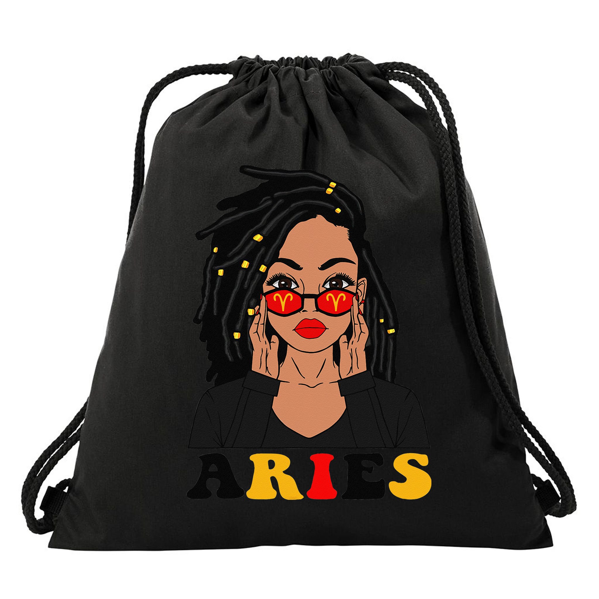 Aries Loc'd Woman Zodiac Signs Birthday Drawstring Bag