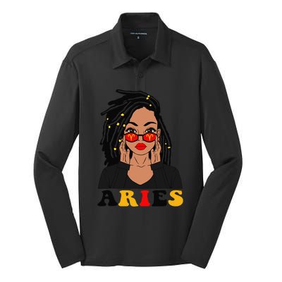 Aries Loc'd Woman Zodiac Signs Birthday Silk Touch Performance Long Sleeve Polo