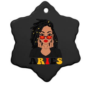 Aries Loc'd Woman Zodiac Signs Birthday Ceramic Star Ornament