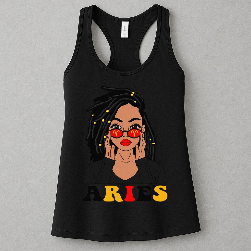 Aries Loc'd Woman Zodiac Signs Birthday Womens Tank Top