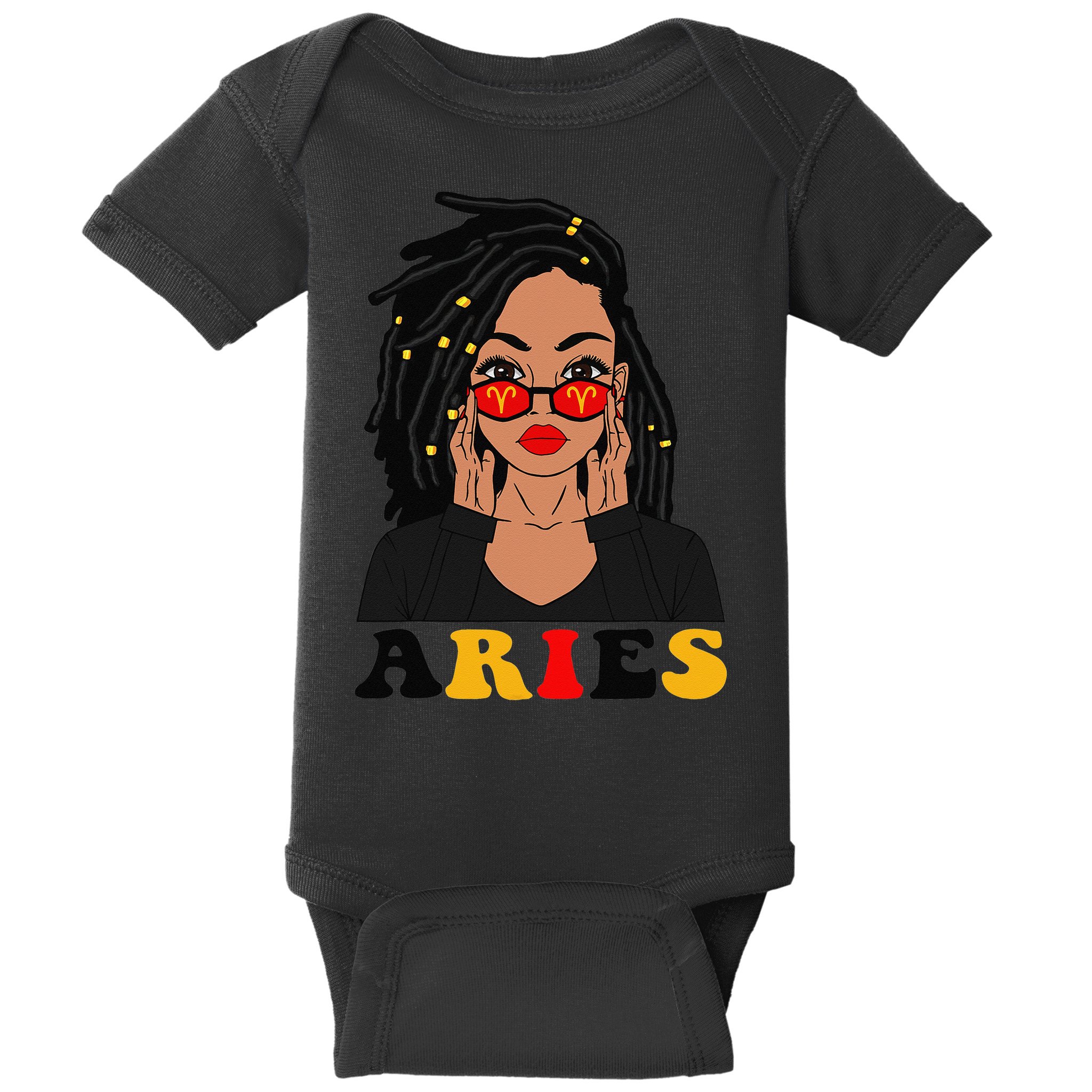 Aries Loc'd Woman Zodiac Signs Birthday Baby Bodysuit