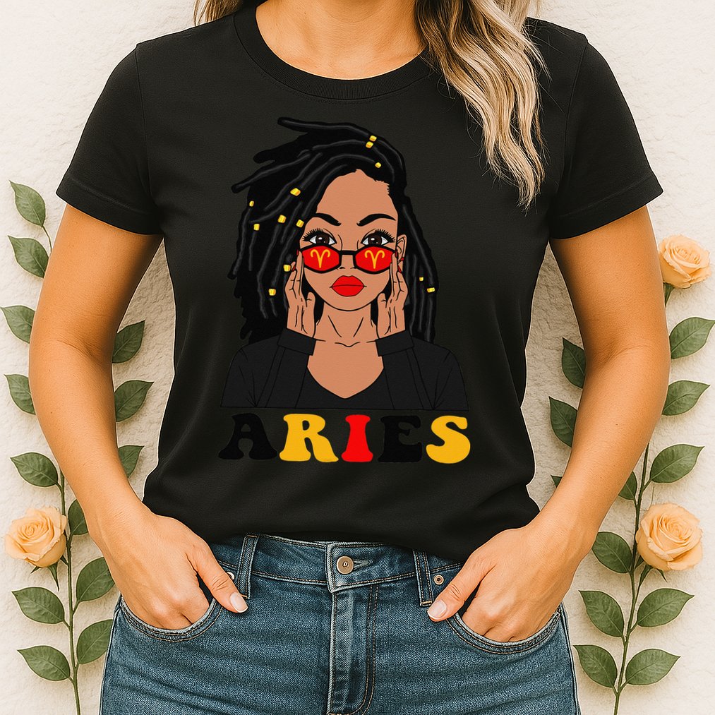 Aries Loc'd Woman Zodiac Signs Birthday Womens T-Shirt