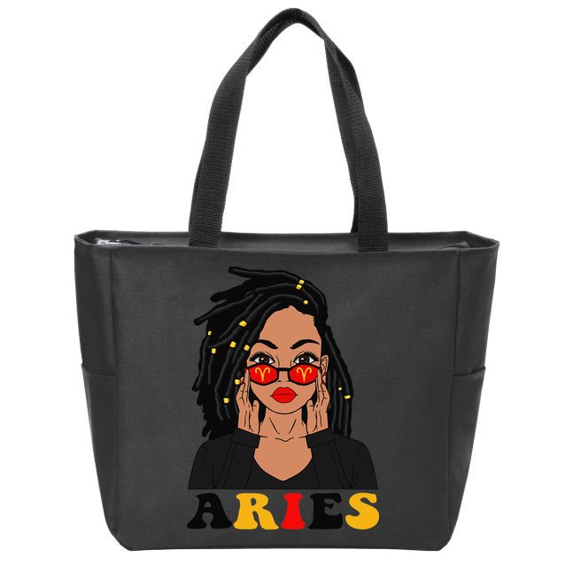 Aries Loc'd Woman Zodiac Signs Birthday Zip Tote Bag
