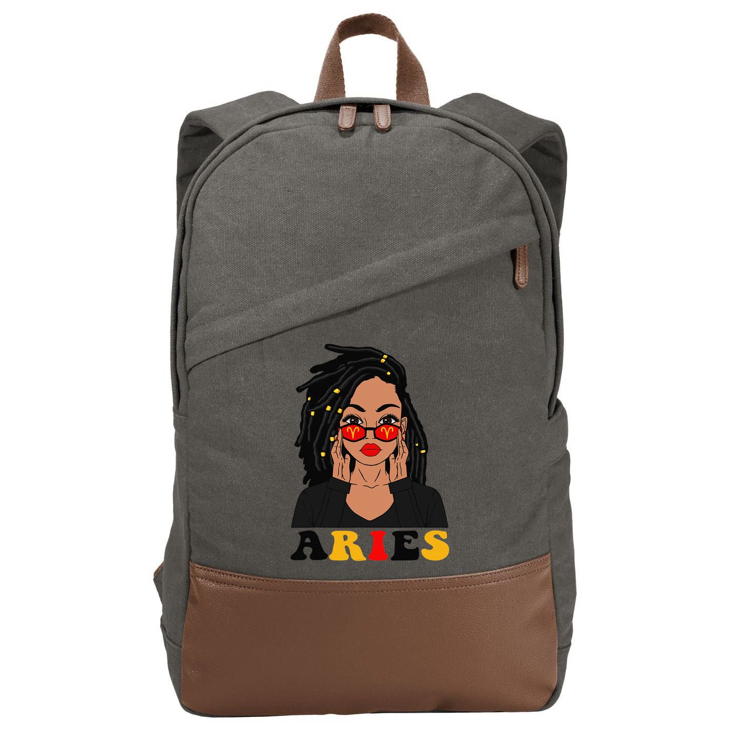 Aries Loc'd Woman Zodiac Signs Birthday Cotton Canvas Backpack