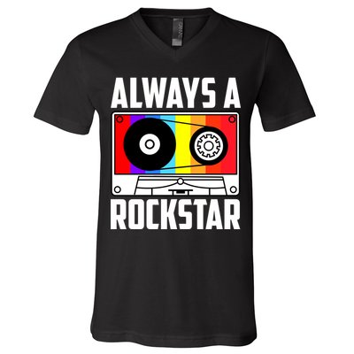 Always A Rockstar Vintage Casette V-Neck T-Shirt